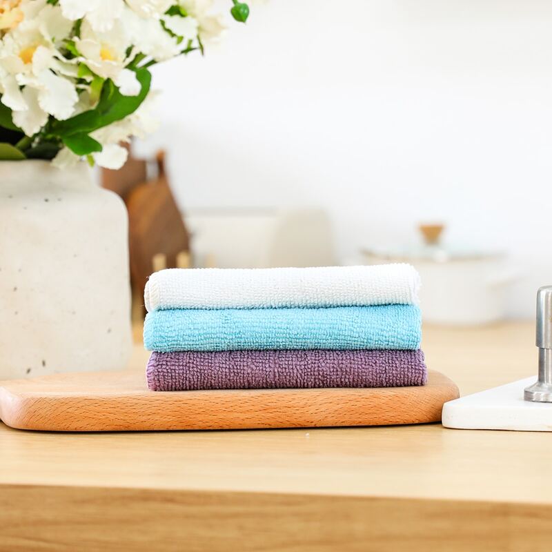 

3pcs Plain Cleaning Rag, Multicolor