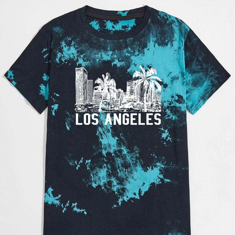 

Guys Tie Dye & Letter Graphic Tee, Multicolor