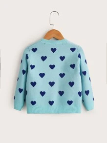 Toddler Girls Heart Pattern Jumper - Mint Green - View 2