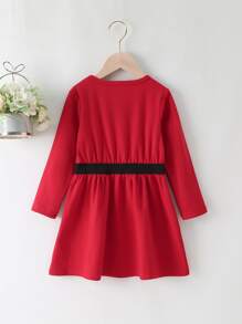 Niñas Vestido con estampado geométrico - Rojo - Ver 2