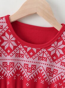 Niñas Vestido con estampado geométrico - Rojo - Ver 5