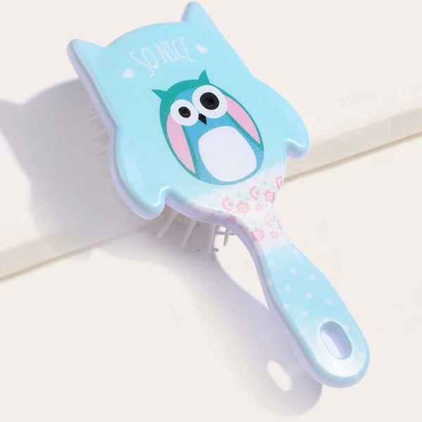 

Kids Cartoon Owl Print Hair Brush, Blue