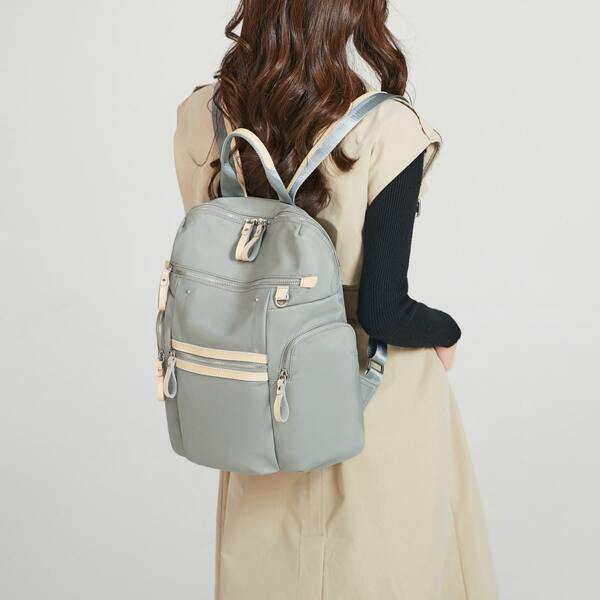 

Contrast Trim School Bag, Light grey