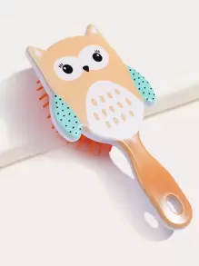 兒童卡通貓頭鷹印花髮刷 - 橘色 - 查看 3
