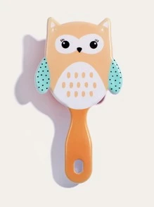 兒童卡通貓頭鷹印花髮刷 - 橘色 - 查看 2
