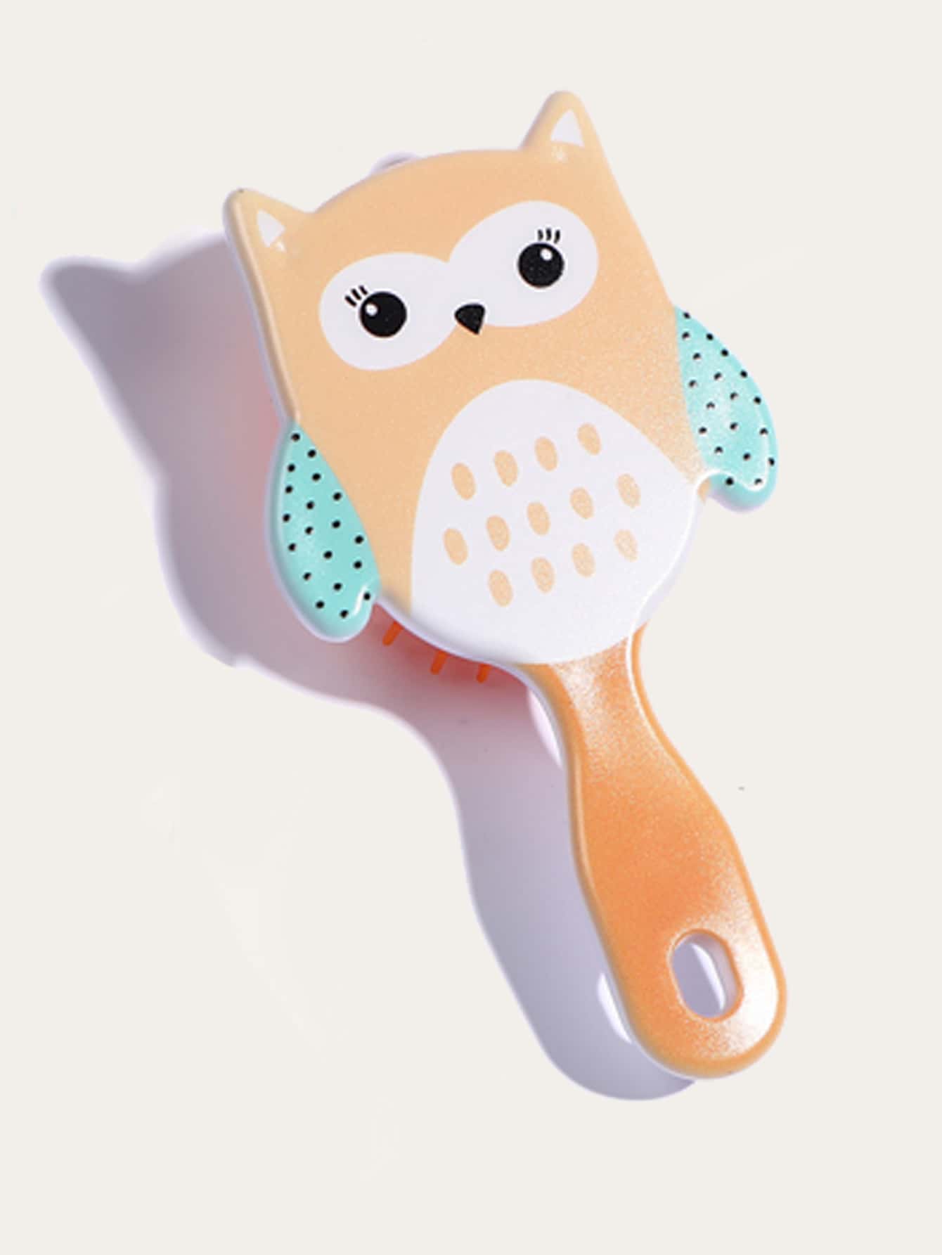 兒童卡通貓頭鷹印花髮刷 - 橘色 - 查看 1