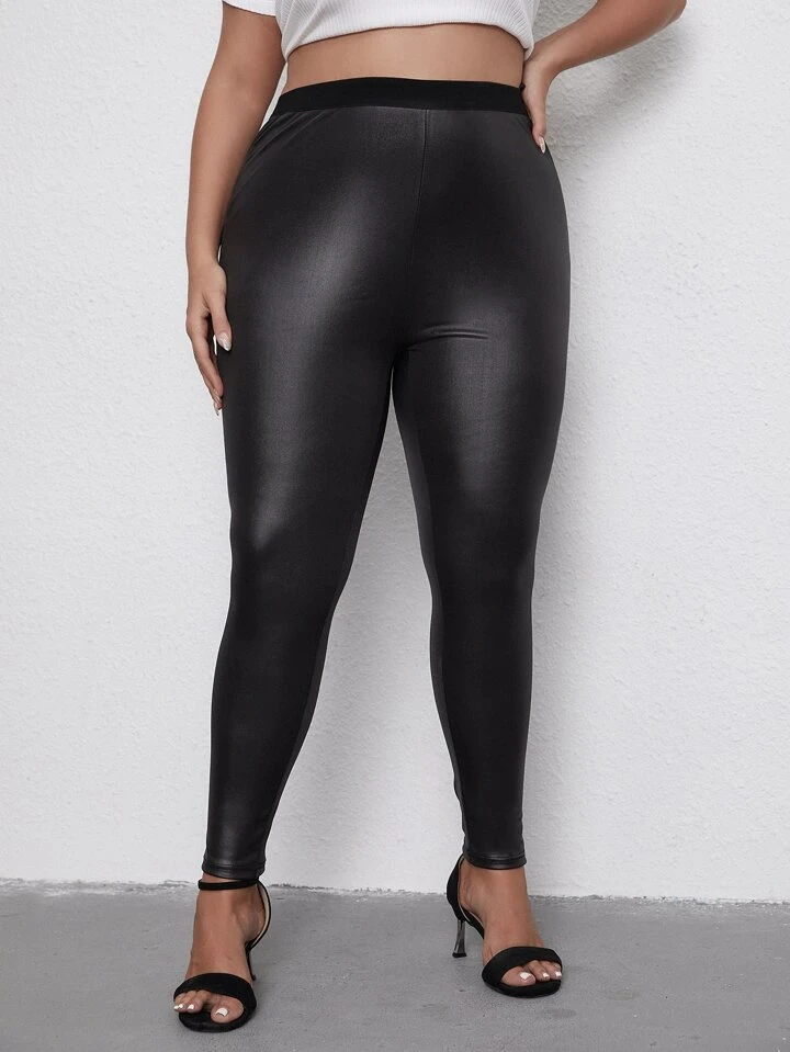 Plus Solid PU Leather Leggings SHEIN Singapore