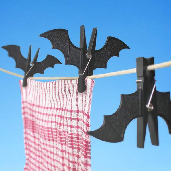 

2pcs Bat Shaped Windproof Clothespin, Black