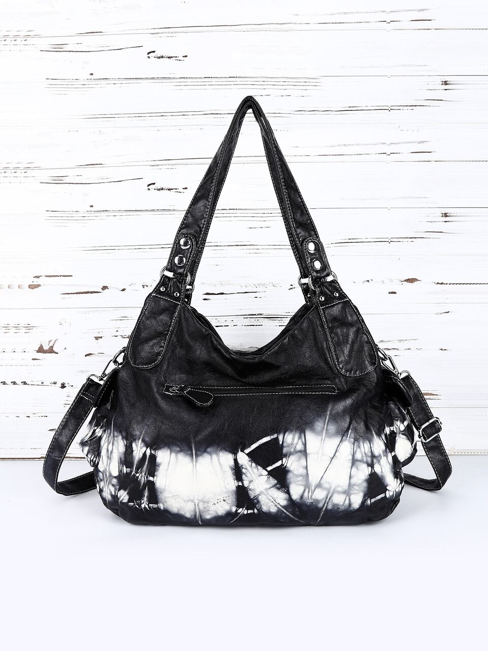Ombre Studded Decor Braided Design Shoulder Tote Bag