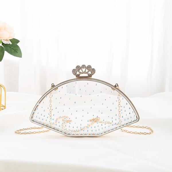 

Clear Rhinestone Decor Dome Bag