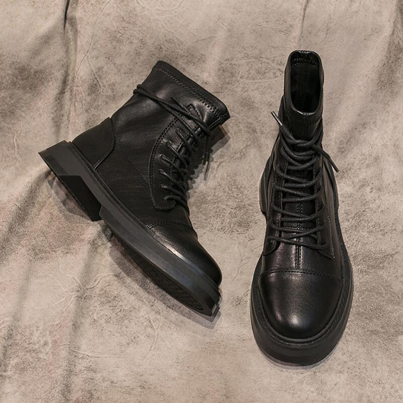 

Lace-up Front Combat Boots, Black