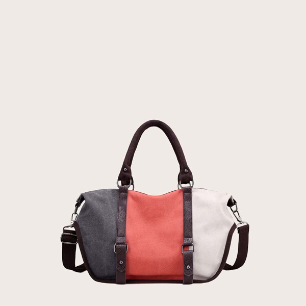 

Colorblock Large Capacity Tote Bag, Multicolor
