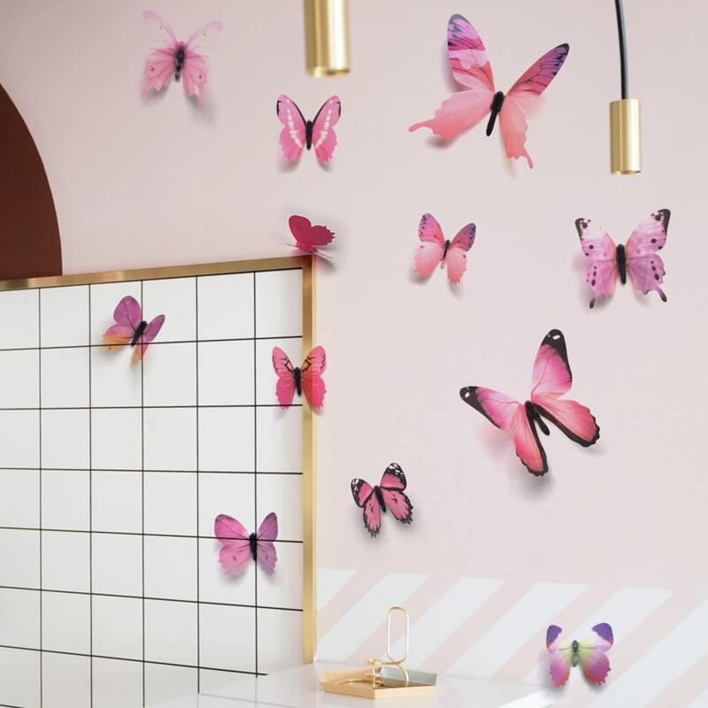

12pcs 3D Butterfly Sticker, Multicolor