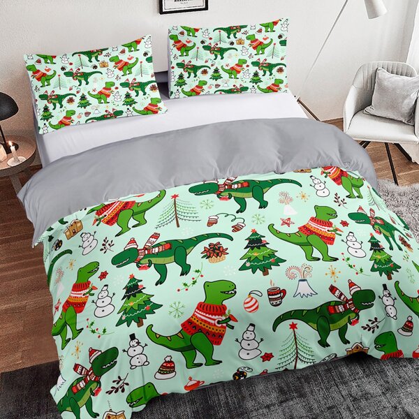 

Dinosaur Print Duvet Cover Set Without Filler, Multicolor