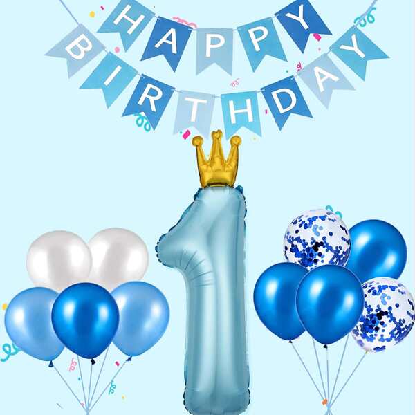 

24pcs Birthday Decorative Balloon & Pull Flag Set, Multicolor