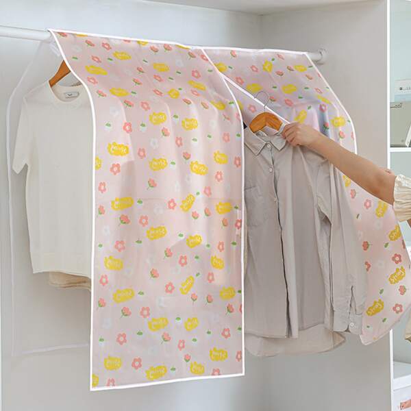 

1pc Flower Print Clothes Dust Cover, Pink