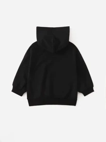 Girls Halloween Print Hooded Sweatshirt - Black - View 2