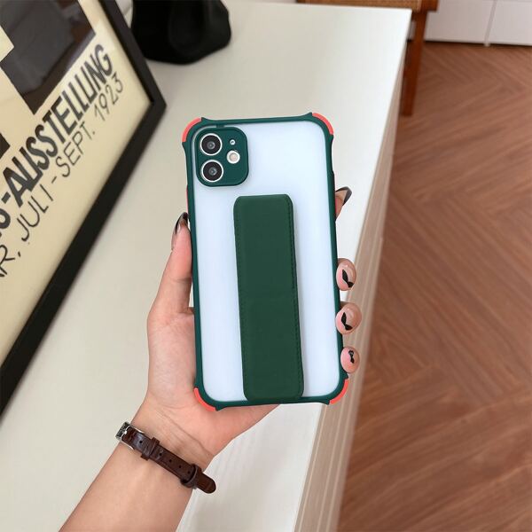 

Contrast Frame Phone Case With Holder, Dark green