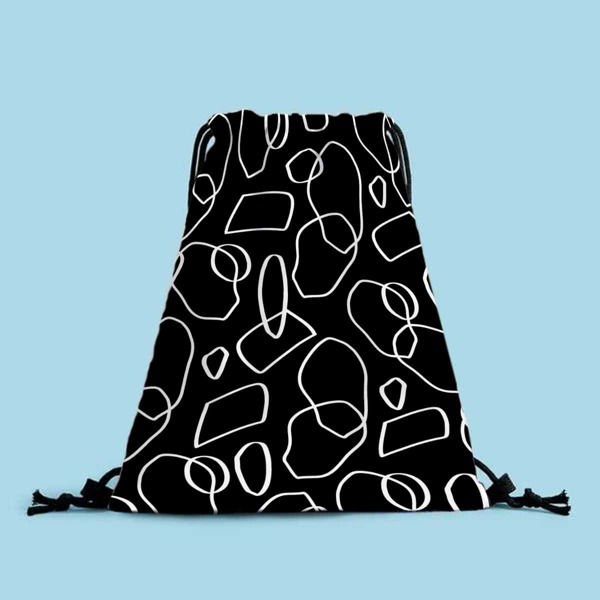 

Abstract Fluid Pattern Drawstring Backpack, Black and white