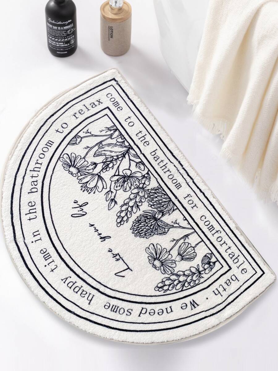 Floral Pattern Absorbent Bath Rug Home Bathroom Decor Floor Carpet Outdoor Rug Door Mat Fall Decor Bathroom Accessories Back To School