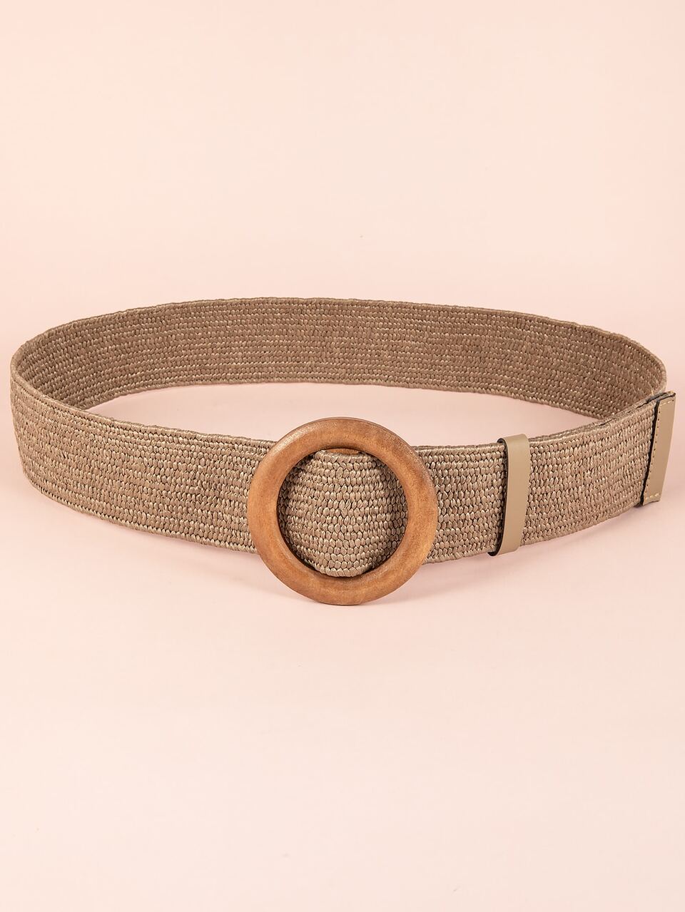 1pc Women's Elastic Waist Belt With Round Wooden Buckle, Suitable For Beach Vacation Summer, School Fall, Autumn, Halloween