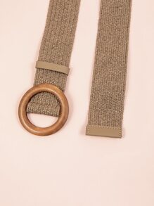 1 件女士弹性腰带，带圆形木扣，适合夏季海滩度假、秋季上学、秋季、万圣节