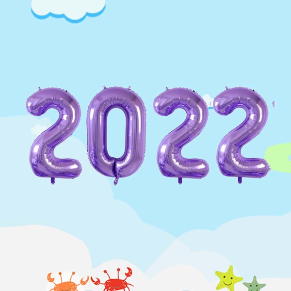 

4pcs 2022 Shaped Balloon, Purple
