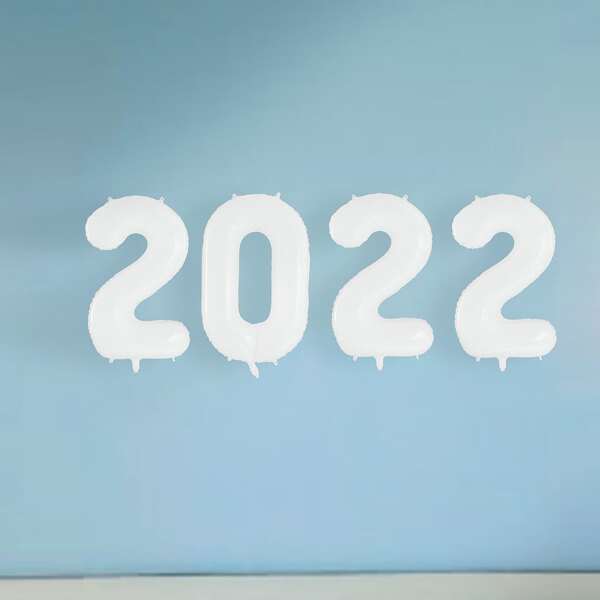 

4pcs 2022 Shaped Balloon, White