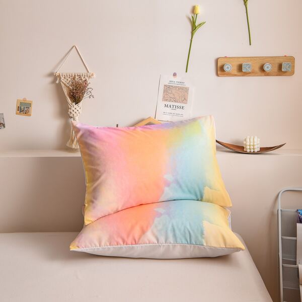 

2pcs Watercolor Pattern Pillowcase Without Filler, Multicolor