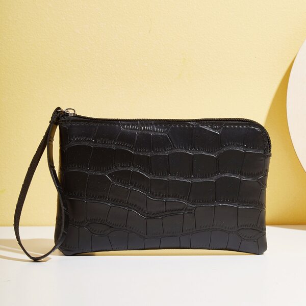 

Minimalist Stone Grain Clutch Bag, Black