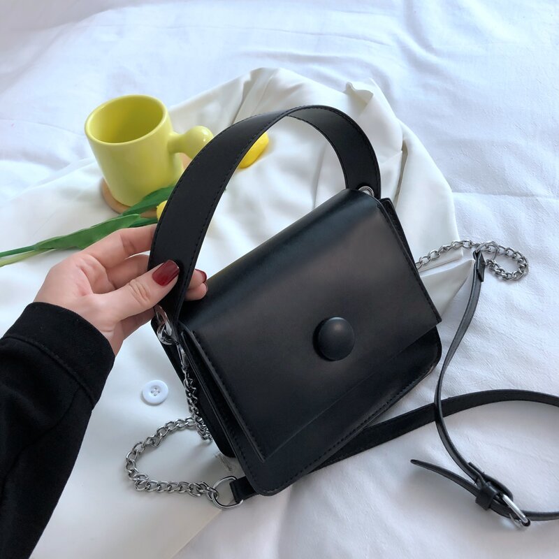 

Minimalist Flap Satchel Bag, Black