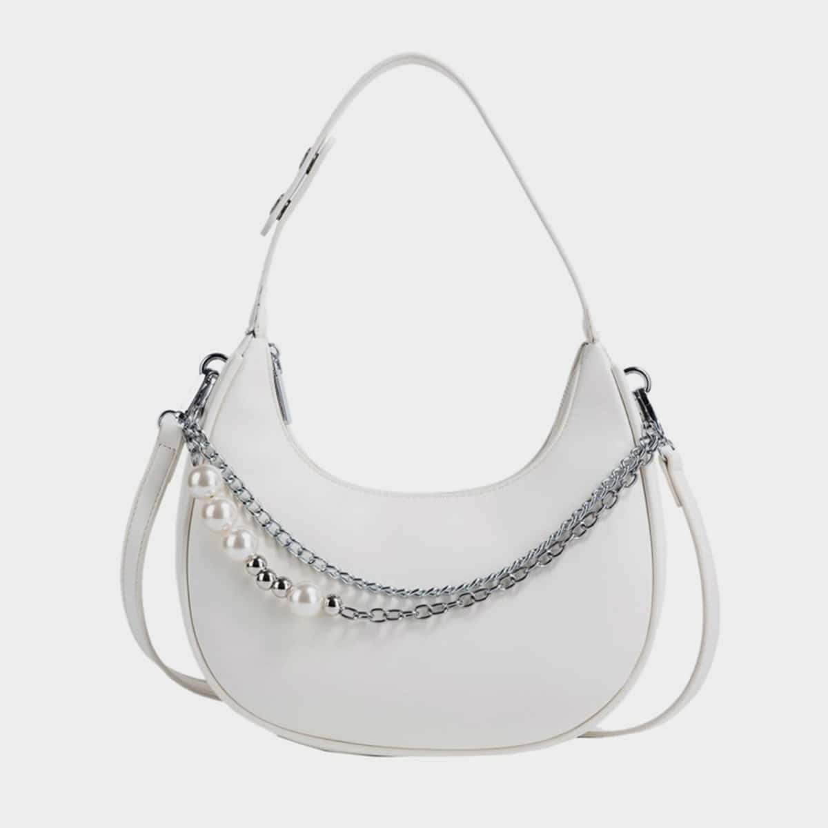 

Chain Decor Shoulder Bag, White