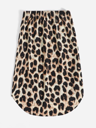 SHEIN Clasi Beige Chic Summer Vacation Leopard Skirt For Women,Knot Front High Low Hem Elegant Casual Beach Outfit,Festival Party Wedding Guest Graduation Dress