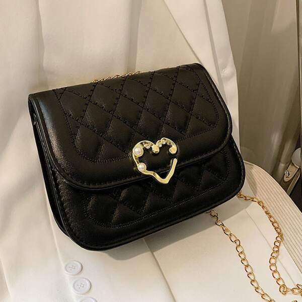 

Quilted Flap Chain Shoulder Bag, Black