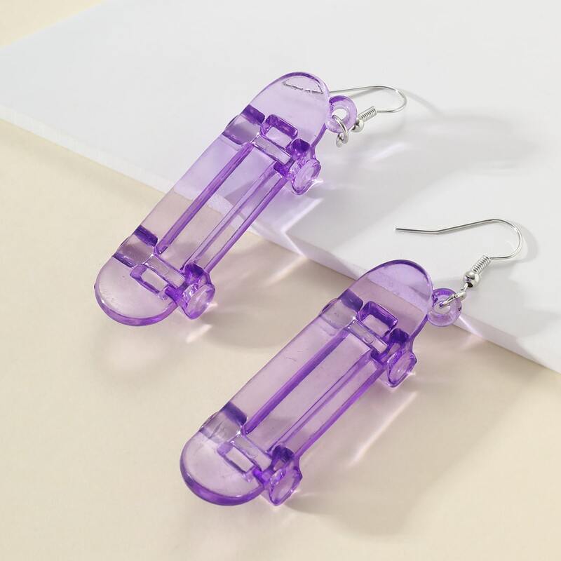 

Skateboard Drop Earrings, Purple