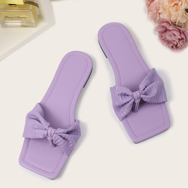 

Knot Detail Slide Sandals, Purple