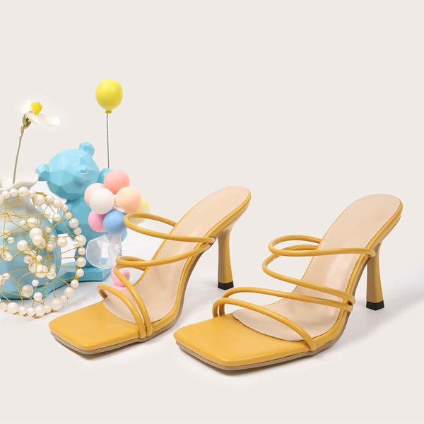 

Minimalist Stiletto Heeled Strappy Sandals, Yellow