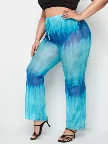 Plus Tie Dye Cover Up Pants - Blue - View 1