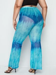 Plus Tie Dye Cover Up Pants - Blue - View 2