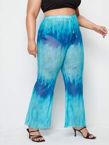 Plus Tie Dye Cover Up Pants - Blue - View 3