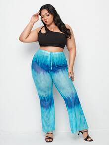Plus Tie Dye Cover Up Pants - Blue - View 4