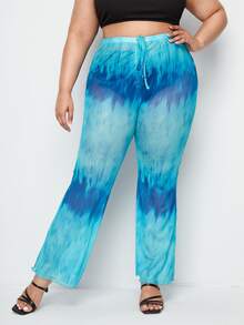 Plus Tie Dye Cover Up Pants - Blue - View 5