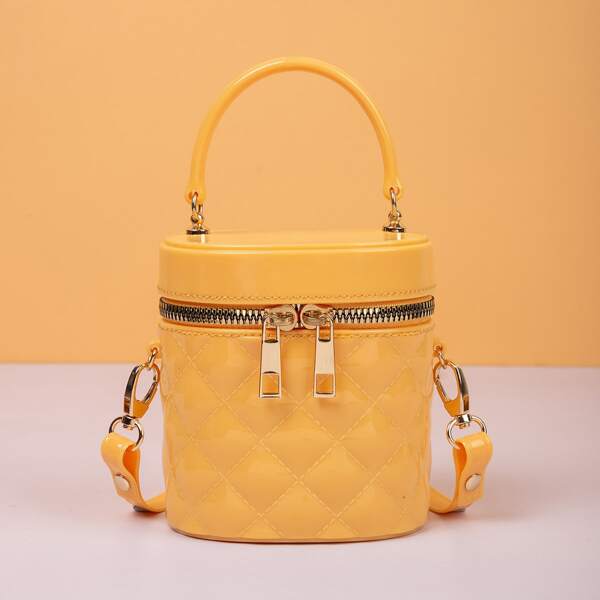 

Minimalist Quilted Bucket Bag, Yellow