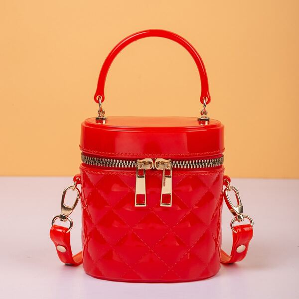 

Minimalist Quilted Bucket Bag, Red