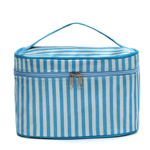 

Striped Makeup Bag, Blue