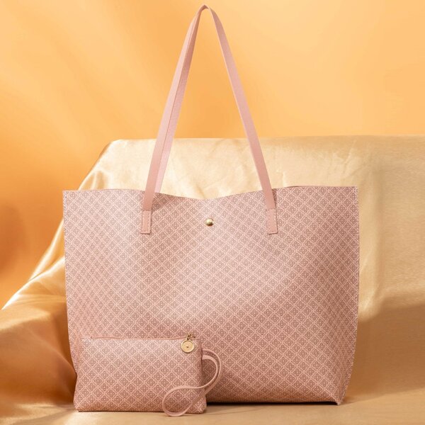 

Geo Graphic Tote Bag With Purse, Pink