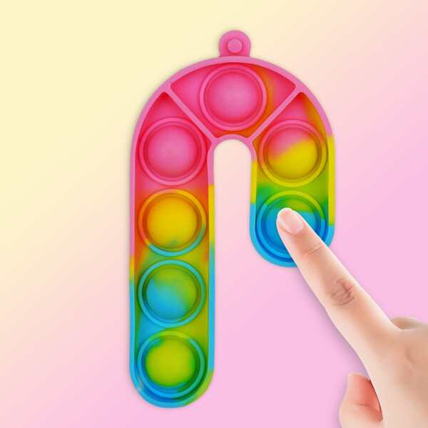 

Christmas Cane Shaped Push Pop Bubble, Multicolor