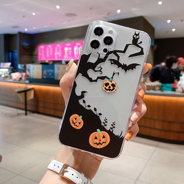 

Halloween Pumpkin Print Phone Case, Multicolor