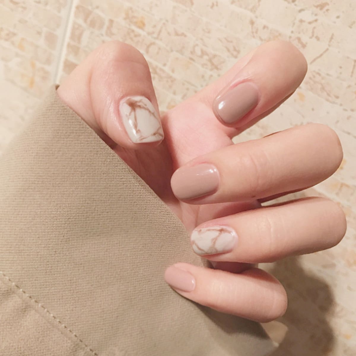 

24pcs Marble Pattern Fake Nail, Multicolor