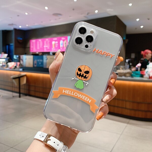 

Halloween Pumpkin Print Phone Case, Multicolor